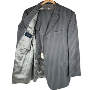 Burberry London Gray Pinstripe Wool Blazer Pants 2 Piece Suit Set Men’s Size 44R